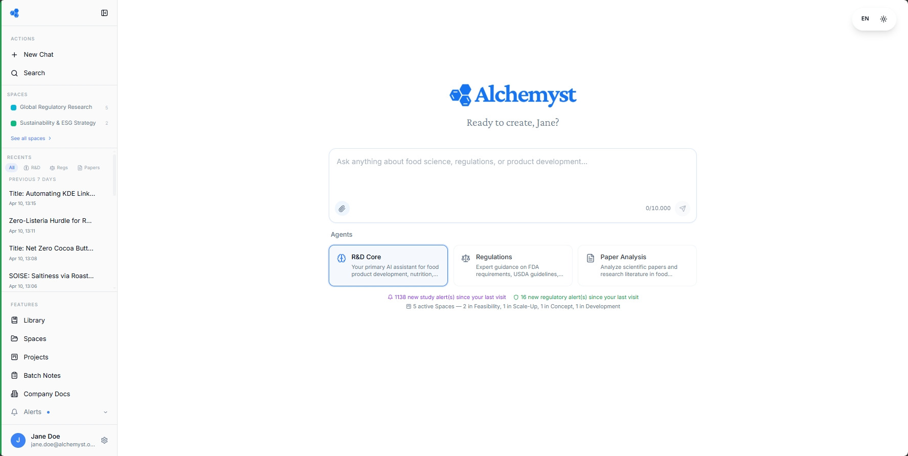 Alchemyst — Agentic AI for Food Product Development