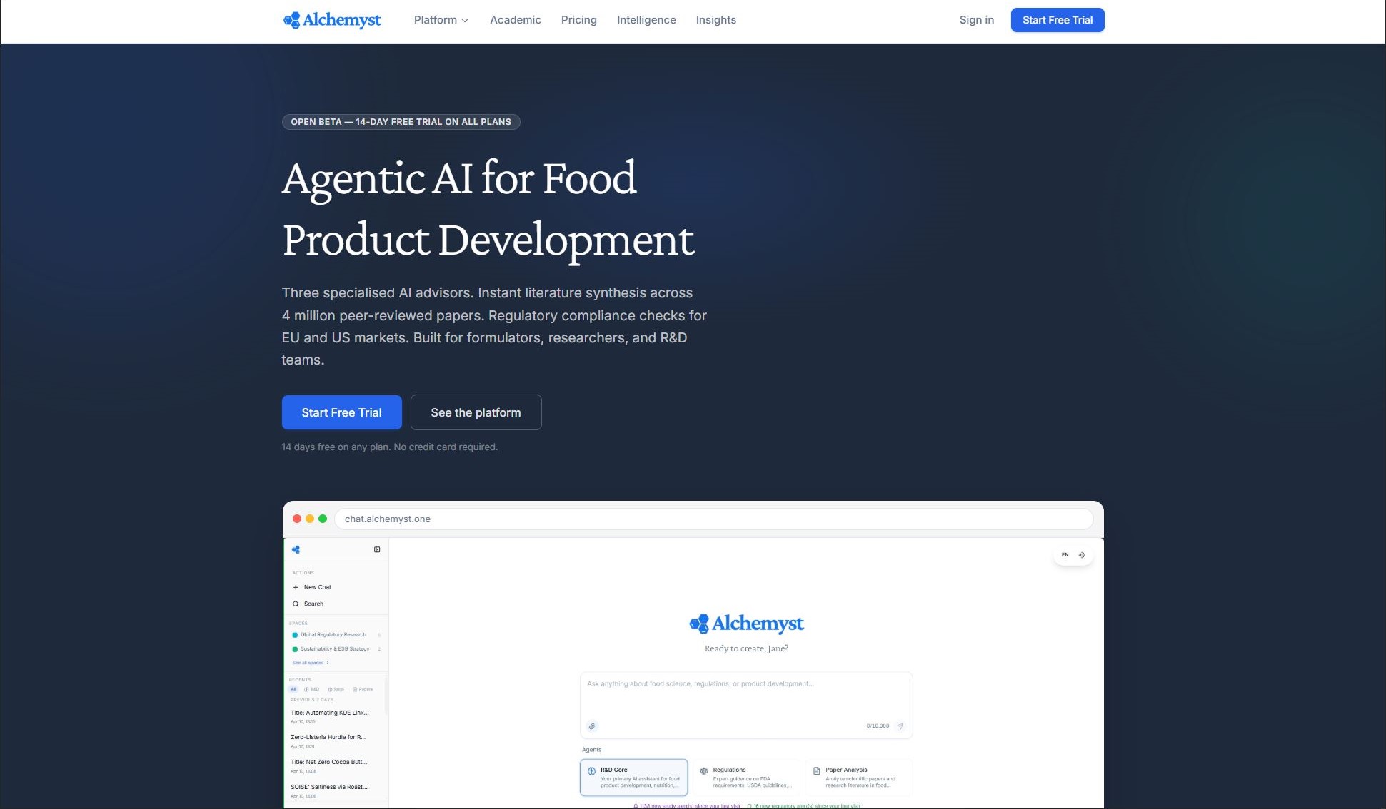 Alchemyst — Agentic AI for Food Product Development